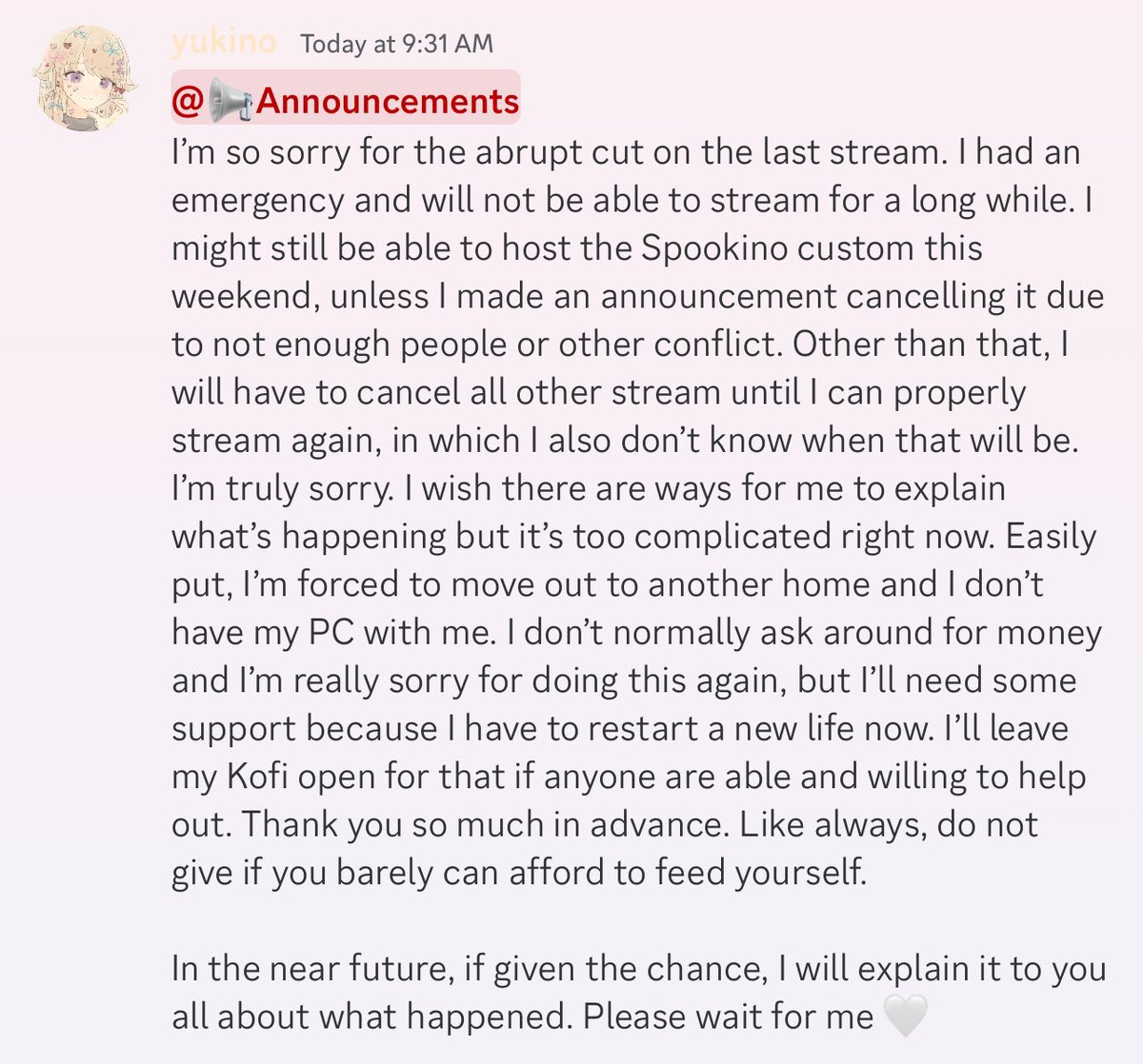 yukinofira's tweet photo. I love you all, I will be back 🤍 https://t.co/GfUSYxrTtC