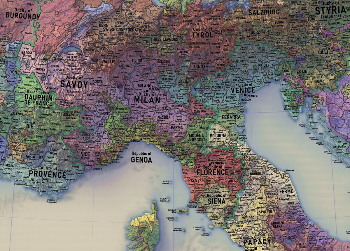 RRatkus's tweet image. more of labelling progress of the europe 1444 map, haven't posted in a while