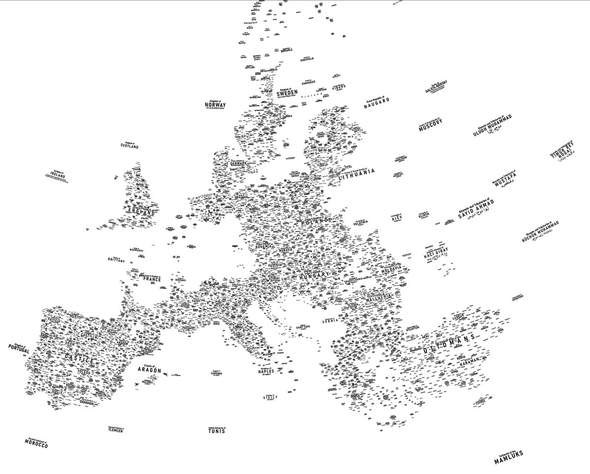 RRatkus's tweet image. The labels for the new 1444 europe map are forming a map by themselves, better overview of the labelling progress so far