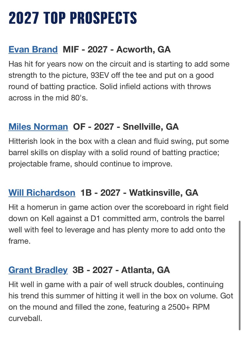 PG Showcases (@pgshowcases) on Twitter photo Top Prospect List from the Southeast <a href="/PG_Uncommitted/">PG_Uncommitted</a> Showcase
perfectgame.org/events/Showcasโฆ Top Prospect List from the Southeast <a href="/PG_Uncommitted/">PG_Uncommitted</a> Showcase
perfectgame.org/events/Showcasโฆ