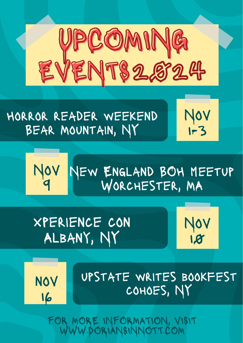 DorianSinnott's tweet image. Since it’s reaching peak horror writer season, here’s all of the (current) upcoming events that I’ll be signing books at for the remainder of the year (and a few I’m booked at next year) 💀🖤 Will I be seeing any of you at some of these?