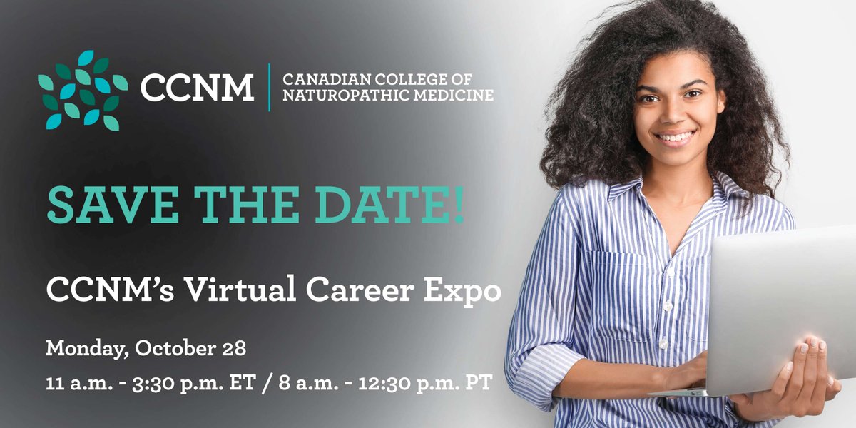 myCCNMBoucher's tweet photo. Interested in hiring a #CCNM graduate or mentoring an intern? Save the date for this year’s virtual Career Expo which will take place on Monday, October 28 from 11 a.m. – 3:30 p.m. ET/ 8 a.m. – 12:30 p.m. PT.  Learn more: https://t.co/MiKKfP6E46. #CCNMCareerExpo https://t.co/zuRfozecwP