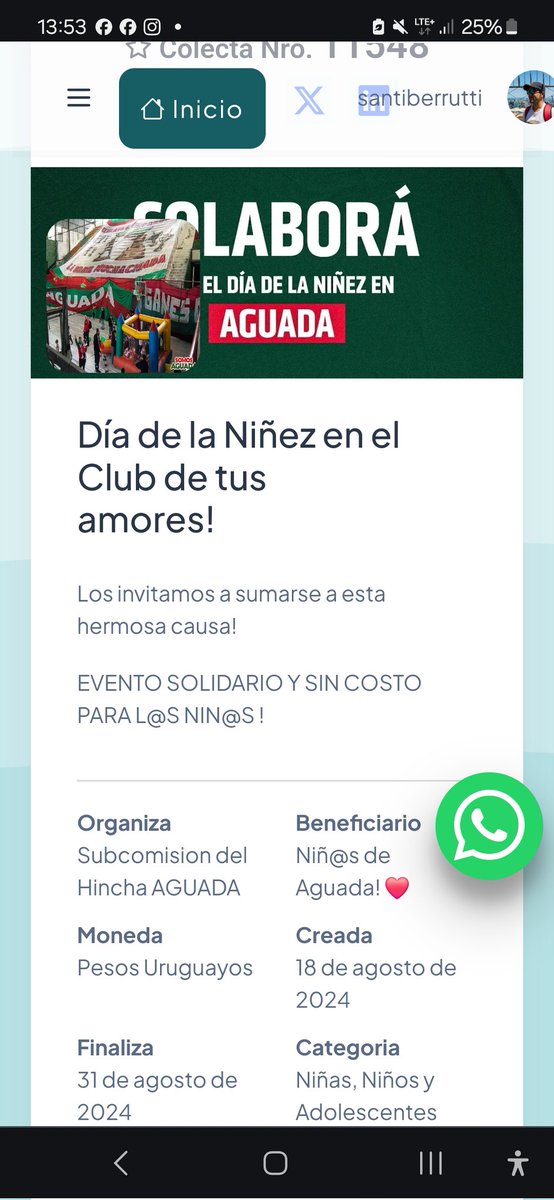 Podes colaborar a través del siguente enlace.

Día de la Niñez en el Club de tus amores!

Evento Gratuito y Solidario

colectate.com.uy/clubaguada