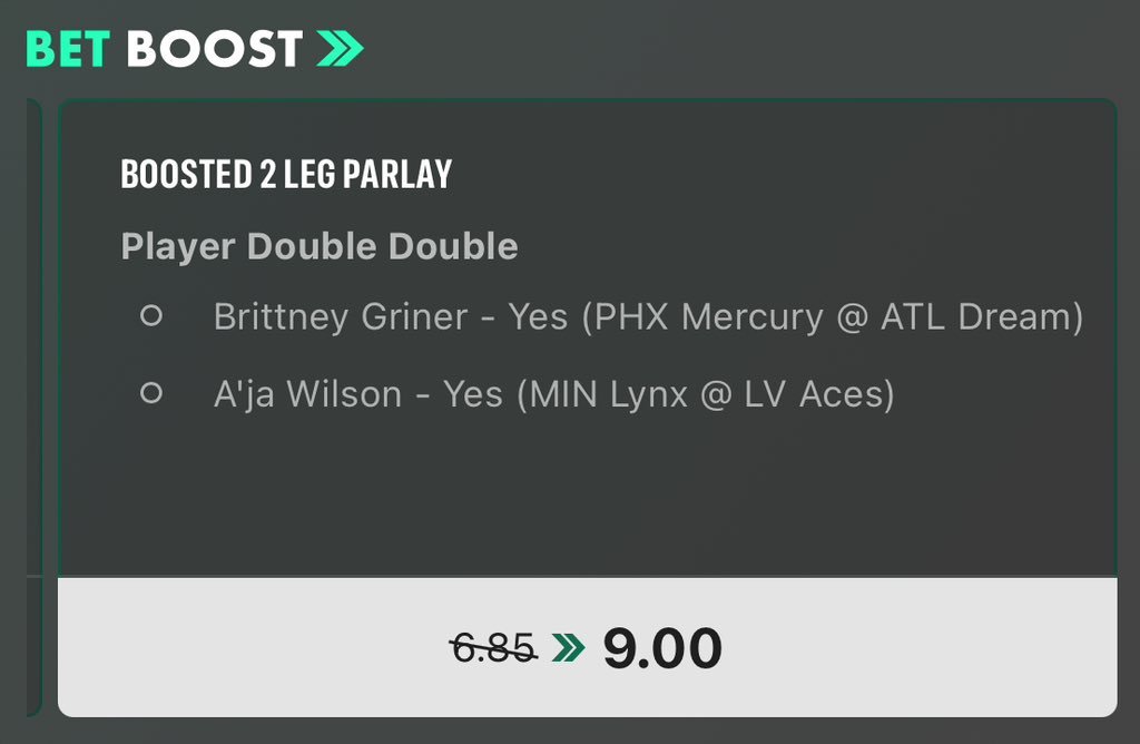 CanadaPlusEV's tweet photo. Bet365 #WNBA Double-Double Boost

EV: 33.65%
Odds: 9.00
Fair Odds: 6.734
Win Prob: 14.85%
QK: 1.05%
Devig: FanDuel (8% hold) https://t.co/nxE8HNrQsj