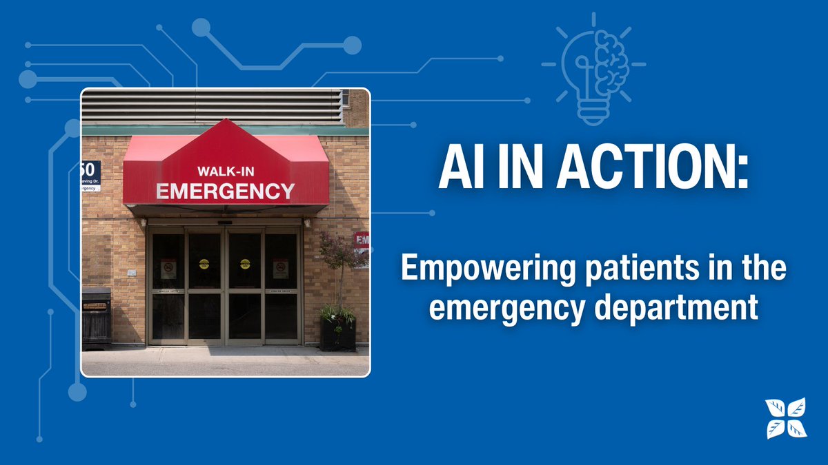 Sunnybrook's tweet photo. Sunnybrook is improving the patient experience in the emergency department by using #AI to share predicted wait times with our patients, helping to empower them during their visit.
 
Read more: https://t.co/PoxWnP7OXN https://t.co/4ylyoDSMgw