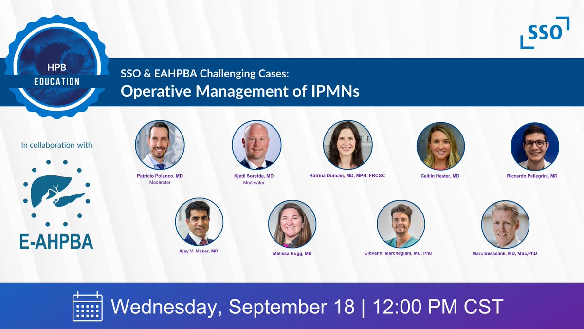 Join SSO for a collaborative 60-minute session with EAHPBA! Dive into the operative management of complex IPMN cases, with junior surgeons presenting challenging scenarios and expert insights on decision-making, techniques, and post-op care. Register: ow.ly/YtBy50T2bKu