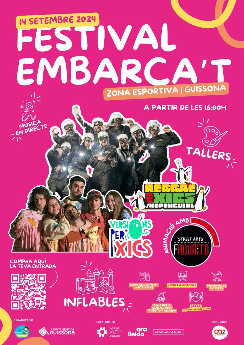 TurismeGuissona's tweet image. Ahir es va presentar la 2a edició del festival #Embarca&apos;t, enguany a #Guissona: serà el 14/09-16h. Música, animació infantil, tallers, inflables i moltes + activitats x a infants. 👉🏻turismeguissona.cat/events/festiva… per descobrir tota la programació i adquirir les entrades. Us hi esperem!
