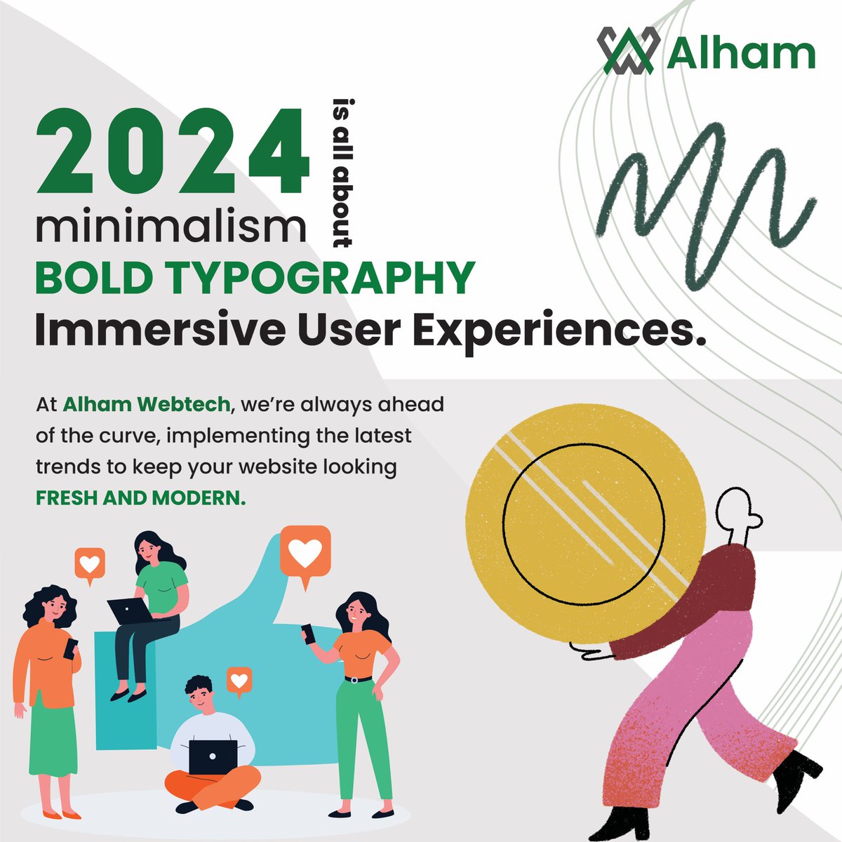 AlhamWebtech's tweet image. 2024 is all about minimalism, bold typography, and immersive user experiences. 
At Alham, we’re always ahead of the curve, implementing the latest trends to keep your website looking fresh and modern. 🌐✨
#WebDesignTrends #AlhamWebtech #Vancouver #VictoriaBC #SmallBusinessBC