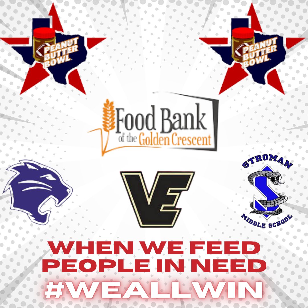 Coach PJ Quinters (@coachquinters) on Twitter photo Excited to Partner with the Food Bank of the Golden Crescent for the <a href="/PeanutButterBwl/">Peanut Butter Bowl</a> against Georgetown week 1! Great opportunity to give back to our local community, and fired up to have our middle schools participating as well! <a href="/vehsfootball/">Titan Football</a> #UMW Excited to Partner with the Food Bank of the Golden Crescent for the <a href="/PeanutButterBwl/">Peanut Butter Bowl</a> against Georgetown week 1! Great opportunity to give back to our local community, and fired up to have our middle schools participating as well! <a href="/vehsfootball/">Titan Football</a> #UMW