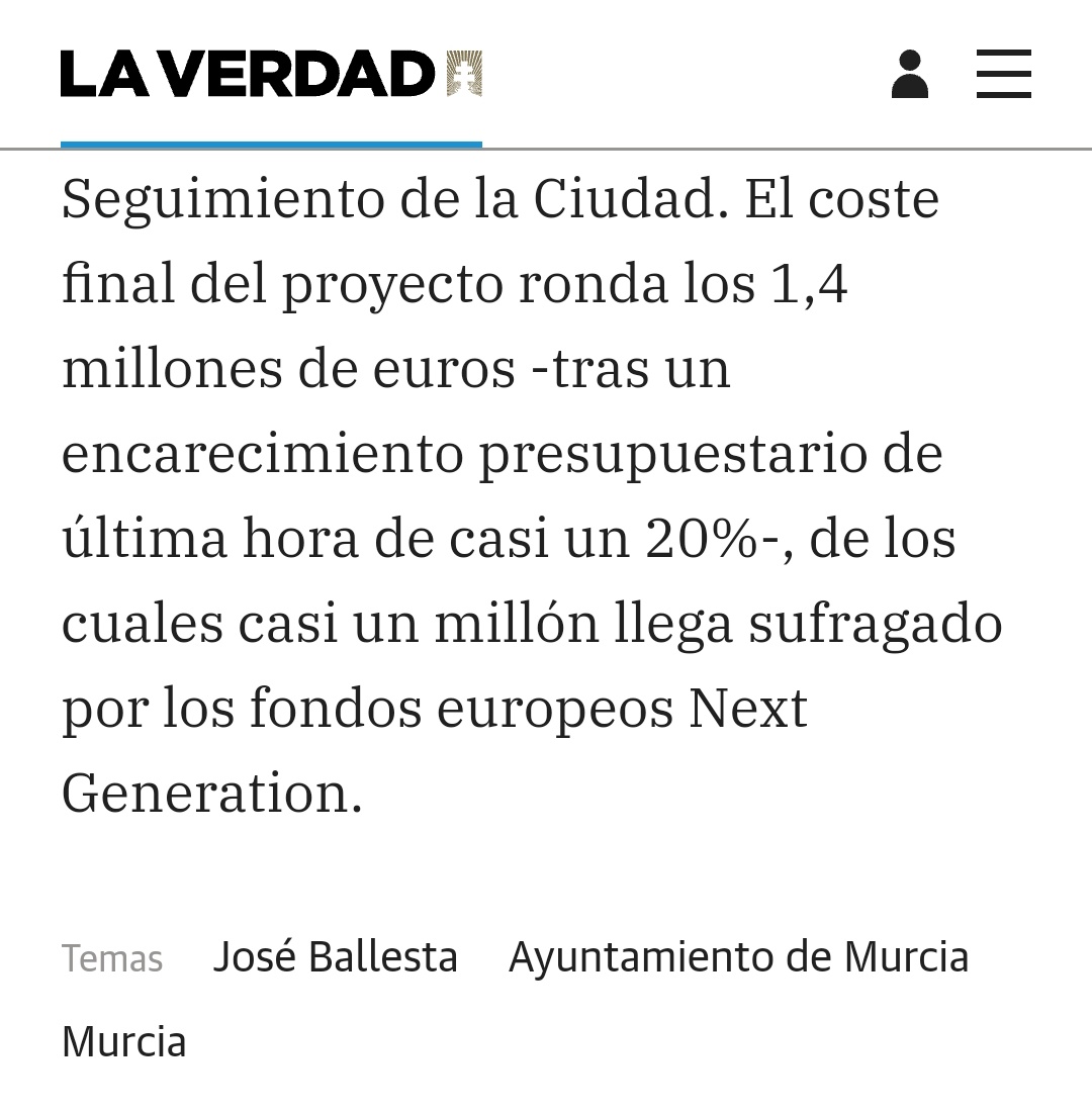 Más un encarecimiento presupuestario de última hora de casi un 20%, para llegar a rondar los 1,4 millones de euros 💰

Lo peor es que Madrid se traga toda la basura de proyectos que el ayuntamiento manda para fondos UE <a href="/minturgob/">Ministerio de Industria y Turismo</a> <a href="/ComisionEuropea/">Comisión Europea en España</a>