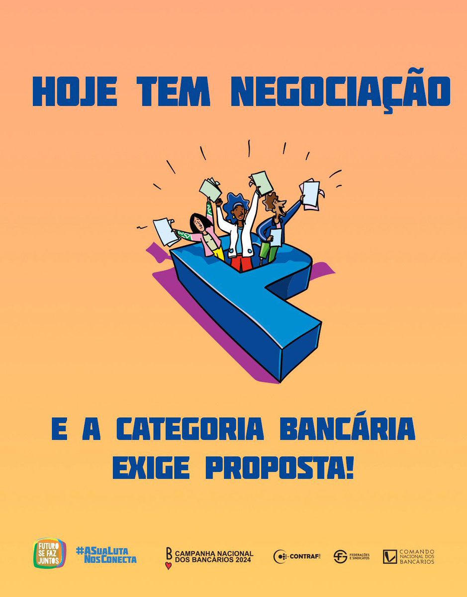 bancariosES's tweet photo. Desde às 10h de hoje acontece a 9ª mesa de negociações entre o Comando Nacional dos Bancários e a Fenaban. Queremos respostas sobre reajuste salarial, melhorias na PLR e nas demais verbas. Não aceitamos retiradas de direitos e não vamos recuar! #JuntosPorValorizacao https://t.co/ab7ioJzywy