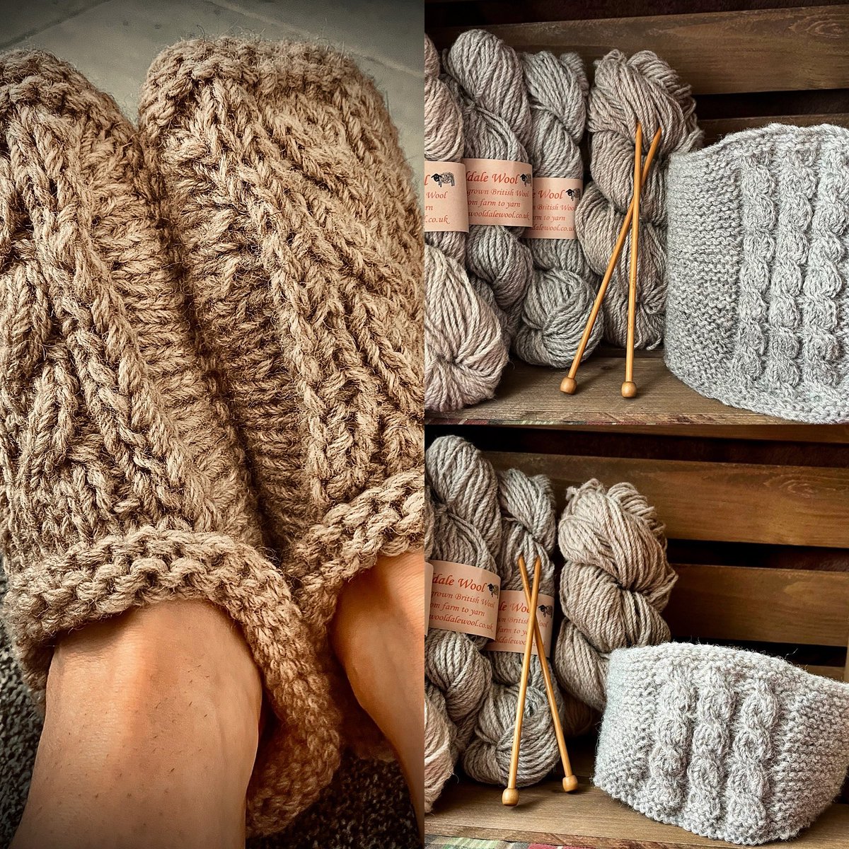 Goddamnaltitude's tweet photo. Very proud of my new ‘Bosie Slippers’…. New knitting kits for 2024 available this weekend @woolatportsoy all from fleeces of my flock #wooldalewool fromfarmtoyarn https://t.co/xAD5YjR2uY