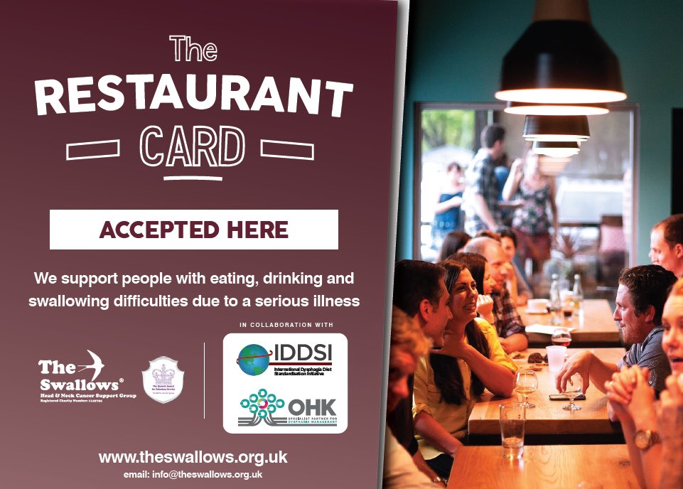 @swallowsgroup (@swallowsgroup) on Twitter photo Itβs official the restaurant card project will be launched in September at the <a href="/iddsi_org/">IDDSI</a> FOOD FESTIVAL in London <a href="/H_and_Ncancer/">International Head & Neck Cancer Conference</a> <a href="/UK_BAHNON/">UK-BAHNON</a> if you are a restaurant and want to be part of this DM or email chris@theswallows.org.uk #restaurant Itβs official the restaurant card project will be launched in September at the <a href="/iddsi_org/">IDDSI</a> FOOD FESTIVAL in London <a href="/H_and_Ncancer/">International Head & Neck Cancer Conference</a> <a href="/UK_BAHNON/">UK-BAHNON</a> if you are a restaurant and want to be part of this DM or email chris@theswallows.org.uk #restaurant