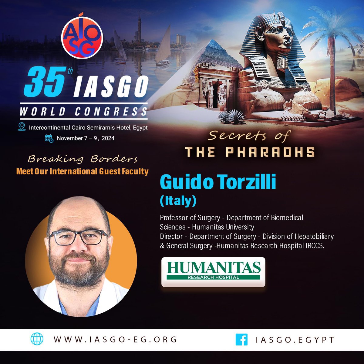 Interested in Colorectal Liver Metastases?

Join Professor Guido Torzilli
Professor of Surgery at Humanitas University.

He's giving his talk about "One Stage Hepatectomy for Multiple Bilobar Colorectal Liver Metastases"

Register online now on iasgo-eg.org

#IASGO2024