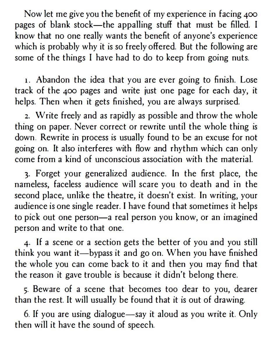 John Steinbeck,
Six Rules for the Aspiring Writer