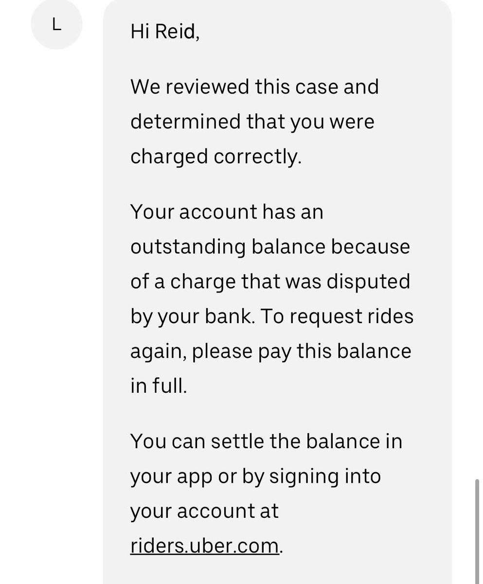GameGenieReid's tweet photo. @Uber_Support @UberEats This is absolutely atrocious customer support. You're a multi-billion dollar company fighting a customer who's spent $xx,xxx w/ you over a $30 charge. The vendor did not even have the items in stock which were ordered, and made no delivery. https://t.co/l2wZjk4m7C