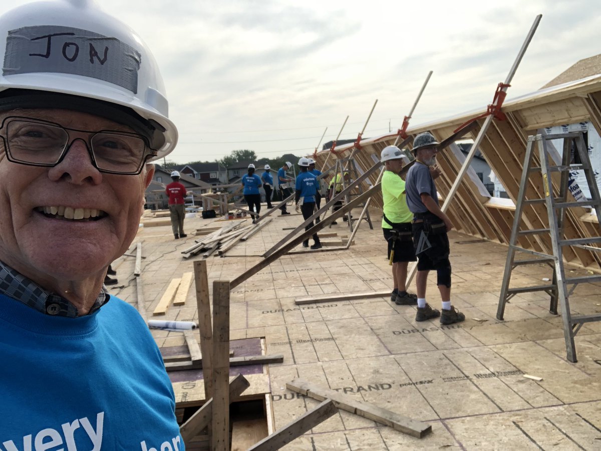 I am with fellow Rotarians at a Habitat for Humanity build on Pandora Ave today
