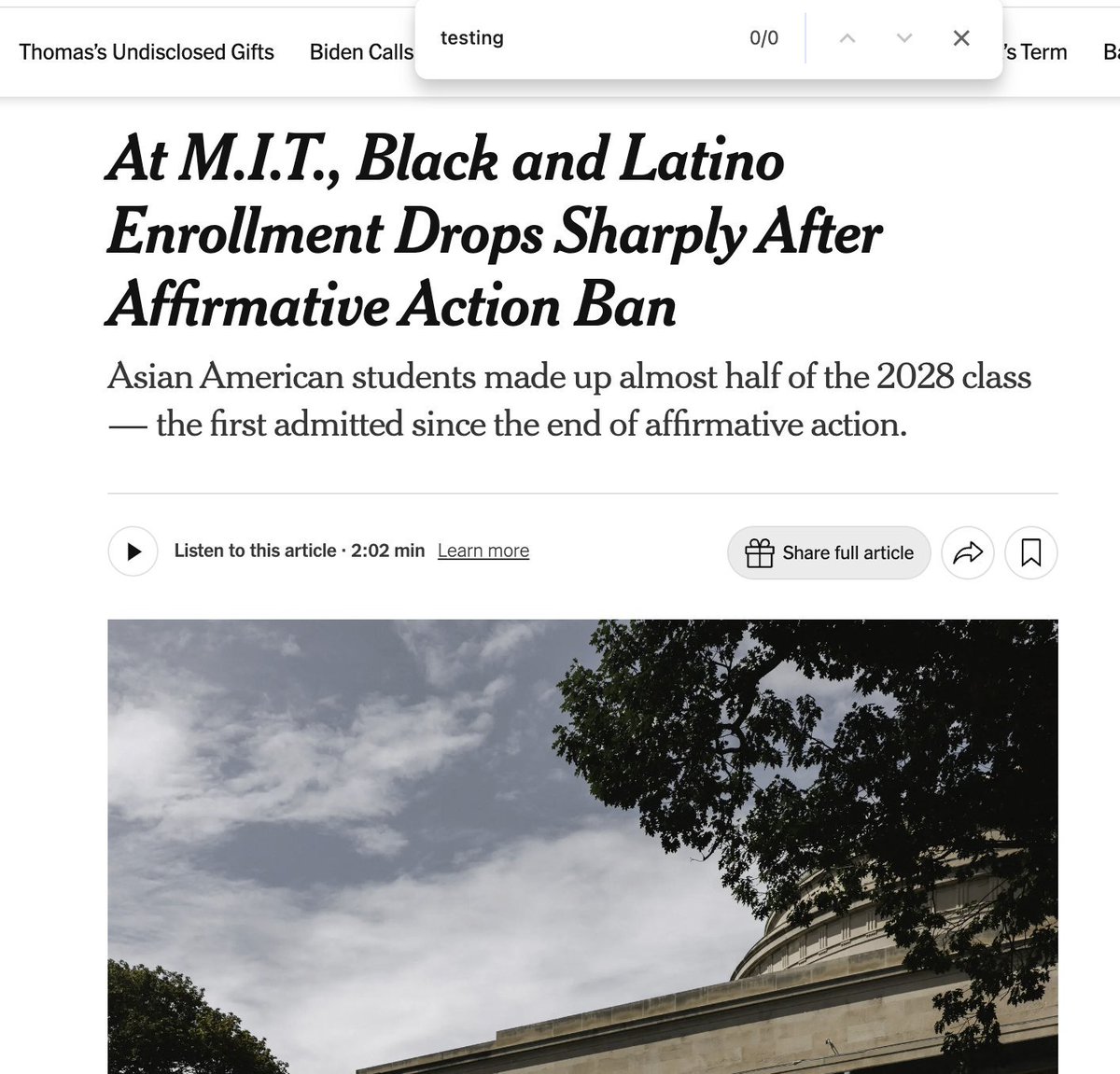 JonBoeckenstedt's tweet photo. Alternate headline:

At M.I.T., Black and Latino Enrollment Drops Sharply After SAT Requirement Reinstituted, Just Like Everyone Said It Would. https://t.co/lzRsfbZ8CT