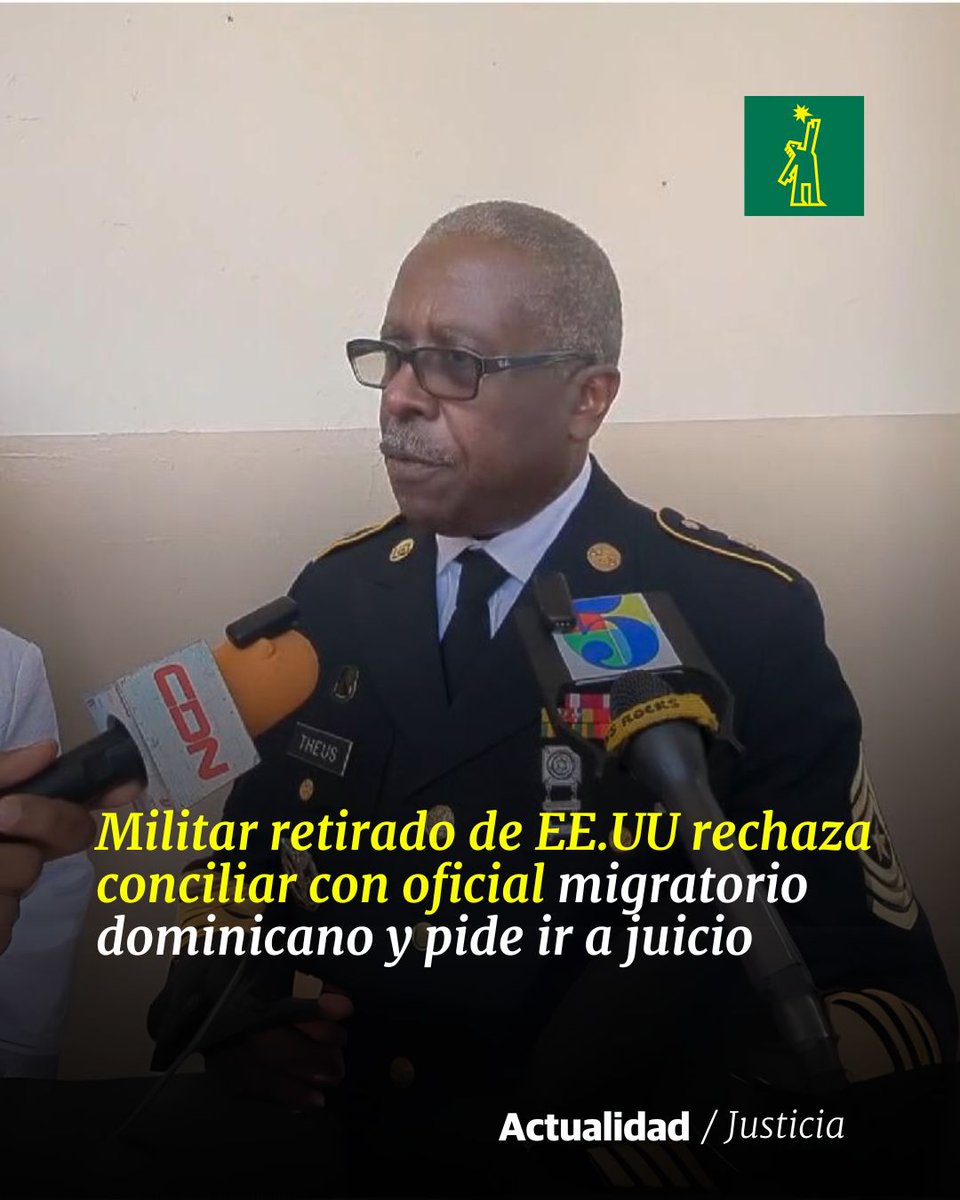 ⚖ | #JusticiaDL | Guy Ralph Theus, sargento mayor del Ejército de Estados Unidos retirado de origen haitiano, rechazó conciliar con un militar dominicano al que acusa de agredirlo de manera física y verbalmente en Dajabón   

🔗 ow.ly/RhF150T3jMc 

#DiarioLibre