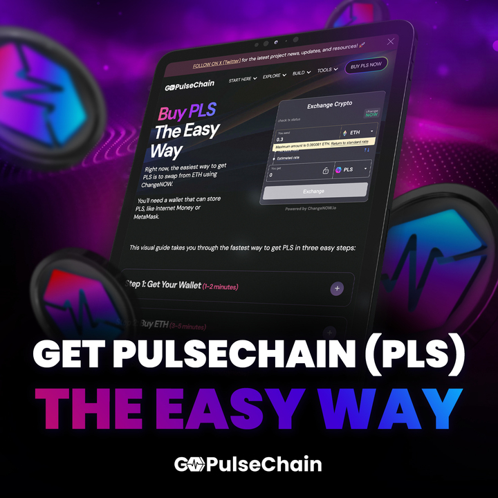 gopulsechain's tweet photo. ๐ข Ready for a game changer? ๐ข
#GoPulseChain just launched a brand new resource to enable more people than EVER to buy $PLS!!
Whether you're new to #PulseChain or looking to grow your bags, you can get started in 3 EASY steps!
๐https://t.co/gIjVlBX76w https://t.co/zLbRIAtXow