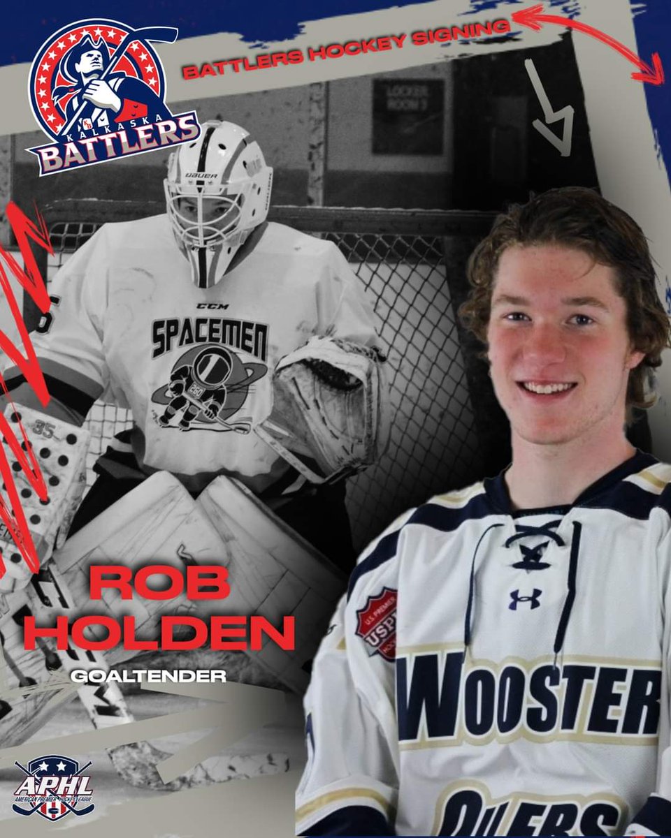 NoMiWarhounds's tweet photo. New Tendy Alert! Please welcome Rob Holden to Kalkaska. Holden joins us after a successful career with the @FWSpacemen. Rob is the brother of Battlers player Will Holden! #BattleCall #Michigan #HockeyTalk https://t.co/8hyZ3sr8Gd