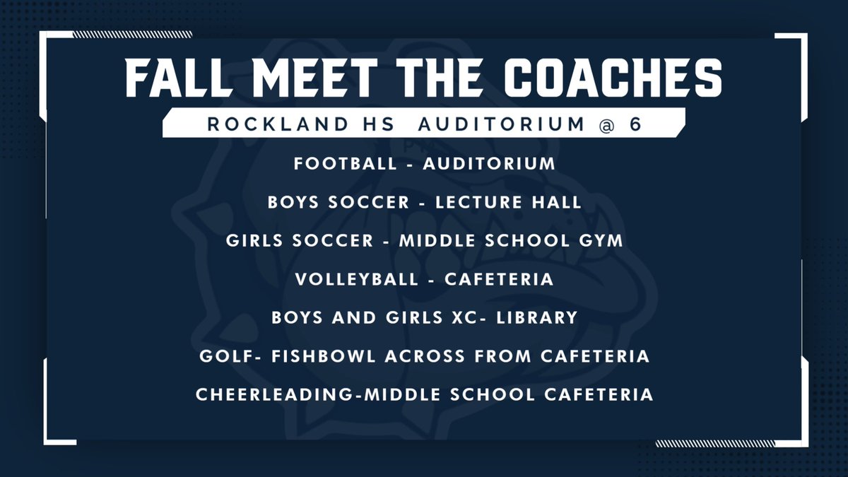 Please join us this evening at 6 PM for our Fall Meet the Coaches Night! All student-athletes and their parents are highly encouraged to attend!