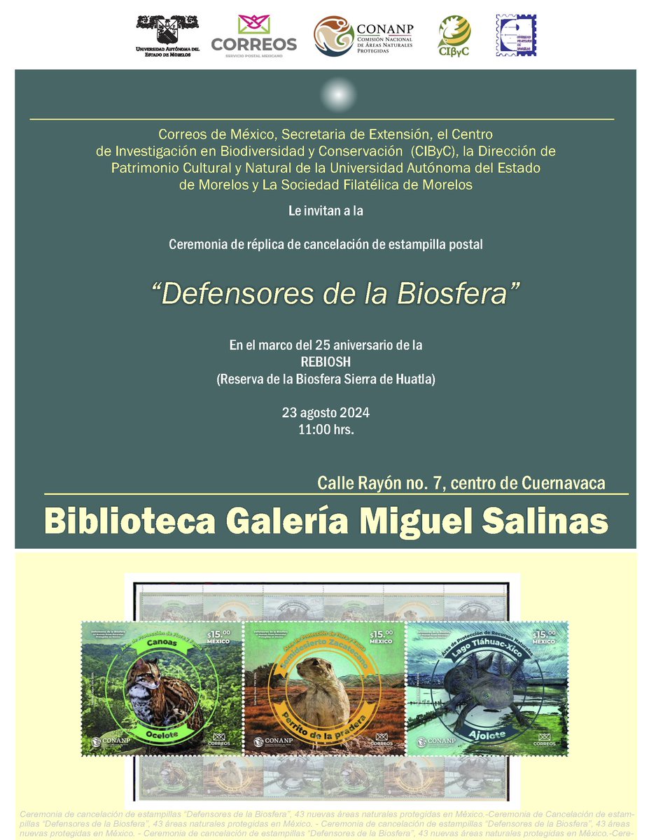 uaemorelos's tweet photo. Centro de Investigación en Biodiversidad y Conservación #Cibyc | Ceremonia de réplica de Cancelación de Estampilla Postal | #SomosUAEM https://t.co/lJffInXZBQ