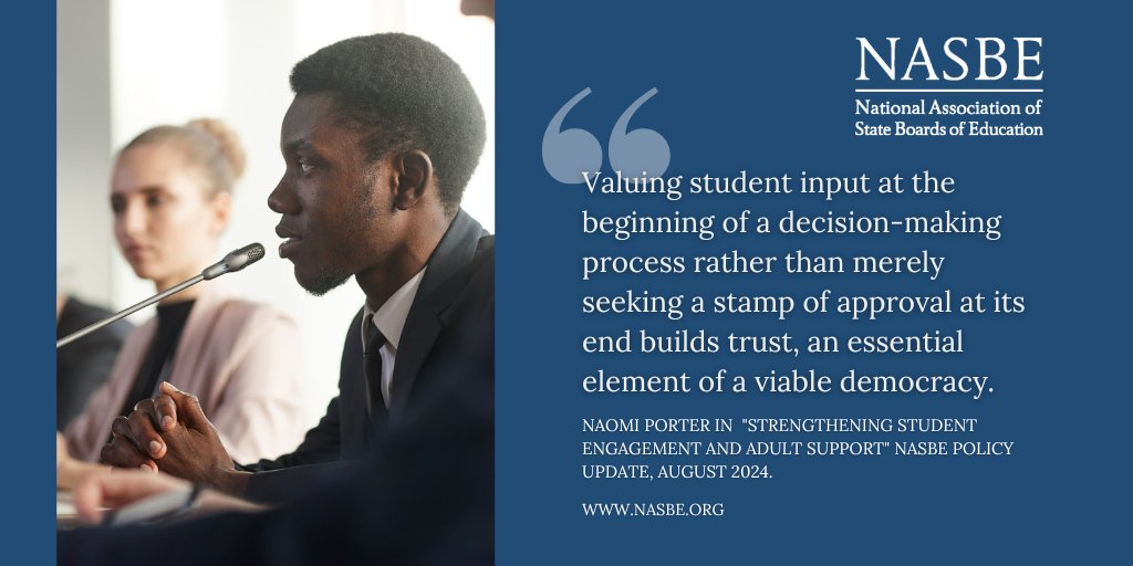 How is the <a href="/WA_SBE/">Washington State Board of Education</a> leveraging student members to engage *more* students across their state? Read <a href="/NASBE/">NASBE</a>’s newest policy update to find out:  ow.ly/zvQj50T32I7