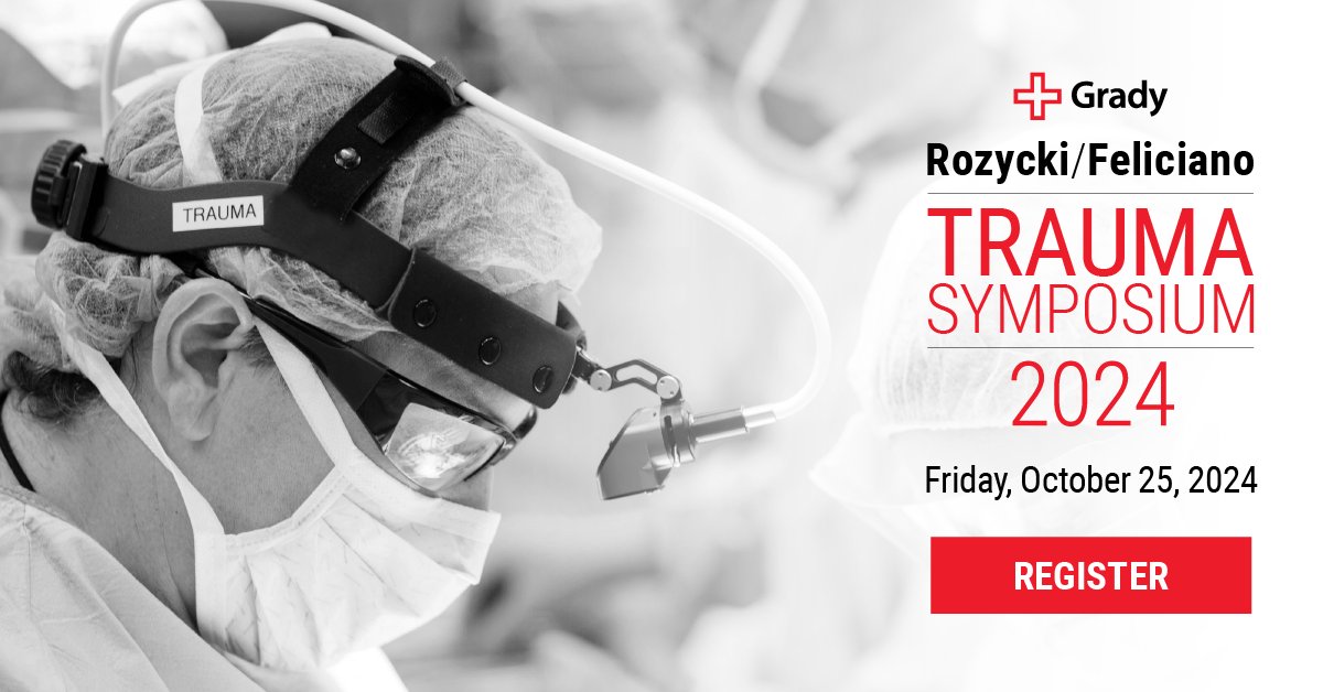 GradyHealth's tweet image. Join us Oct. 25, for Grady's Rozycki/Feliciano Trauma Symposium. Earn valuable educational credits while staying at the forefront of trauma care, learning from the team behind Atlanta's only nationally verified level 1 trauma center. Register 🔗 bit.ly/3714cfi