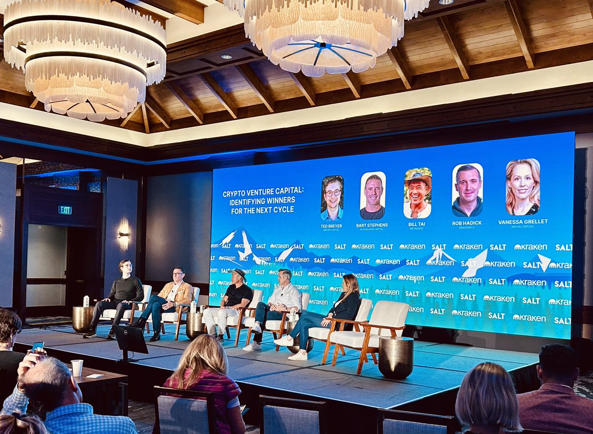 Dan Spuller (@danspuller) on Twitter photo Live from <a href="/SALTConference/">SALT</a> at Jackson Hole:
“Crypto Venture Capital: Identifying Winners for the Next Cycle”
☑️ <a href="/pbartstephens/">Bart Stephens</a> | <a href="/blockchaincap/">Blockchain Capital</a>
☑️ <a href="/KiteVC/">Bill Tai</a> | <a href="/metagoodnft/">Metagood</a>
☑️ <a href="/HadickM/">Rob Hadick >|<</a> | <a href="/dragonfly_xyz/">Dragonfly >|<</a>
☑️ <a href="/VanessaGrellet_/">vanessagrellet.eth 🦇🔊🤙</a> | <a href="/arche_capital/">Arche Capital</a>
☑️ <a href="/TedBreyer/">Ted Breyer</a> | <a href="/BreyerCap/">Breyer Capital</a>
#JacksonHole Live from <a href="/SALTConference/">SALT</a> at Jackson Hole:
“Crypto Venture Capital: Identifying Winners for the Next Cycle”
☑️ <a href="/pbartstephens/">Bart Stephens</a> | <a href="/blockchaincap/">Blockchain Capital</a>
☑️ <a href="/KiteVC/">Bill Tai</a> | <a href="/metagoodnft/">Metagood</a>
☑️ <a href="/HadickM/">Rob Hadick >|<</a> | <a href="/dragonfly_xyz/">Dragonfly >|<</a>
☑️ <a href="/VanessaGrellet_/">vanessagrellet.eth 🦇🔊🤙</a> | <a href="/arche_capital/">Arche Capital</a>
☑️ <a href="/TedBreyer/">Ted Breyer</a> | <a href="/BreyerCap/">Breyer Capital</a>
#JacksonHole