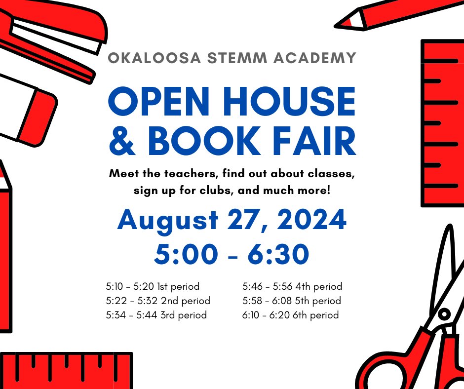 Join us for Open House and the Book Fair on August 27, 5:00-6:30. Meet the teachers, find out about classes, sign up for clubs, uniform sales, and much more!