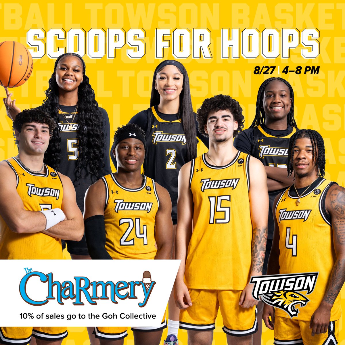 Towson Men's Basketball (@towson_mbb) on Twitter photo Join us for a back to school event on Tuesday August 27th, from 4-8pm, at The Charmery Towson on 6807 York Road!
Your very own Towson Tigers men's and women's basketball teams will be on hand to treat us to the fully delicious, handcrafted flavors of <a href="/TheCharmery/">The Charmery</a>!
#GohTigers Join us for a back to school event on Tuesday August 27th, from 4-8pm, at The Charmery Towson on 6807 York Road!
Your very own Towson Tigers men's and women's basketball teams will be on hand to treat us to the fully delicious, handcrafted flavors of <a href="/TheCharmery/">The Charmery</a>!
#GohTigers