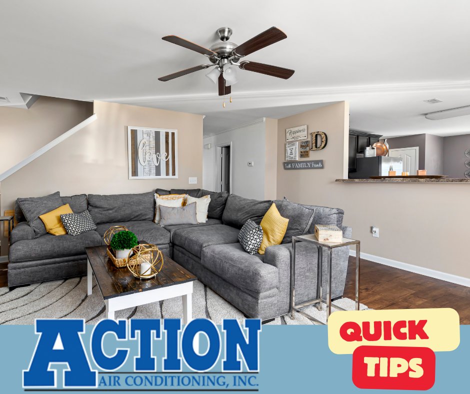 ActionAirTampa's tweet image. It's getting hot out there, so here are three quick tips to not sweat your monthly electricity bill.
1) Close your blinds and curtains to help insulate your home.
2) Turn up the thermostat by a degree.
3) Use ceiling fans.
 #ActionAirConditioning #HVACTips #ACTips