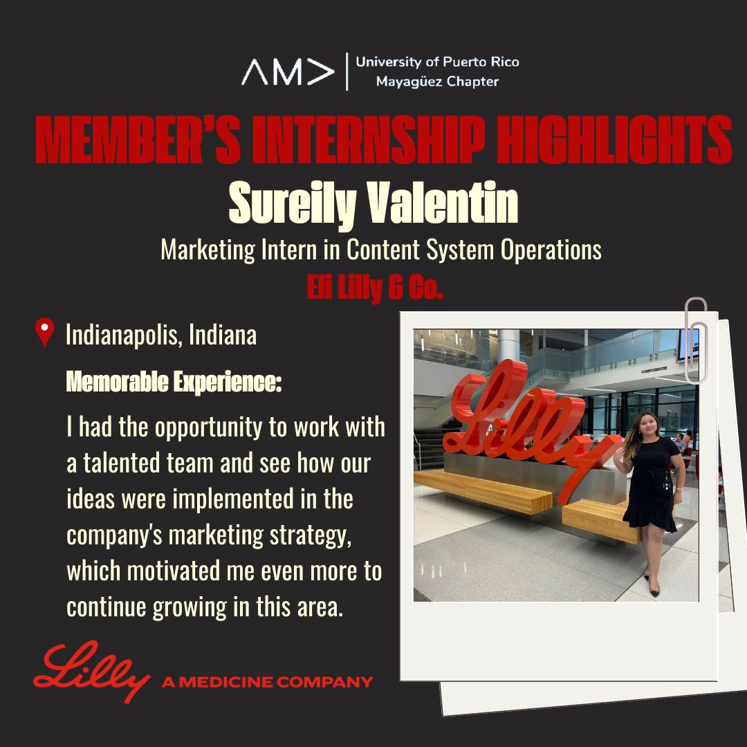 AmaUprm's tweet photo. Here are some of the AMA members Intership highlights. We are very proud of the accomplishments that our members have done. ✨💚
#ama #amauprm #uprm #mayagüez #colegio #adem #ademuprm #marketing #dejatuhuella #college https://t.co/WzrGUL9OJh