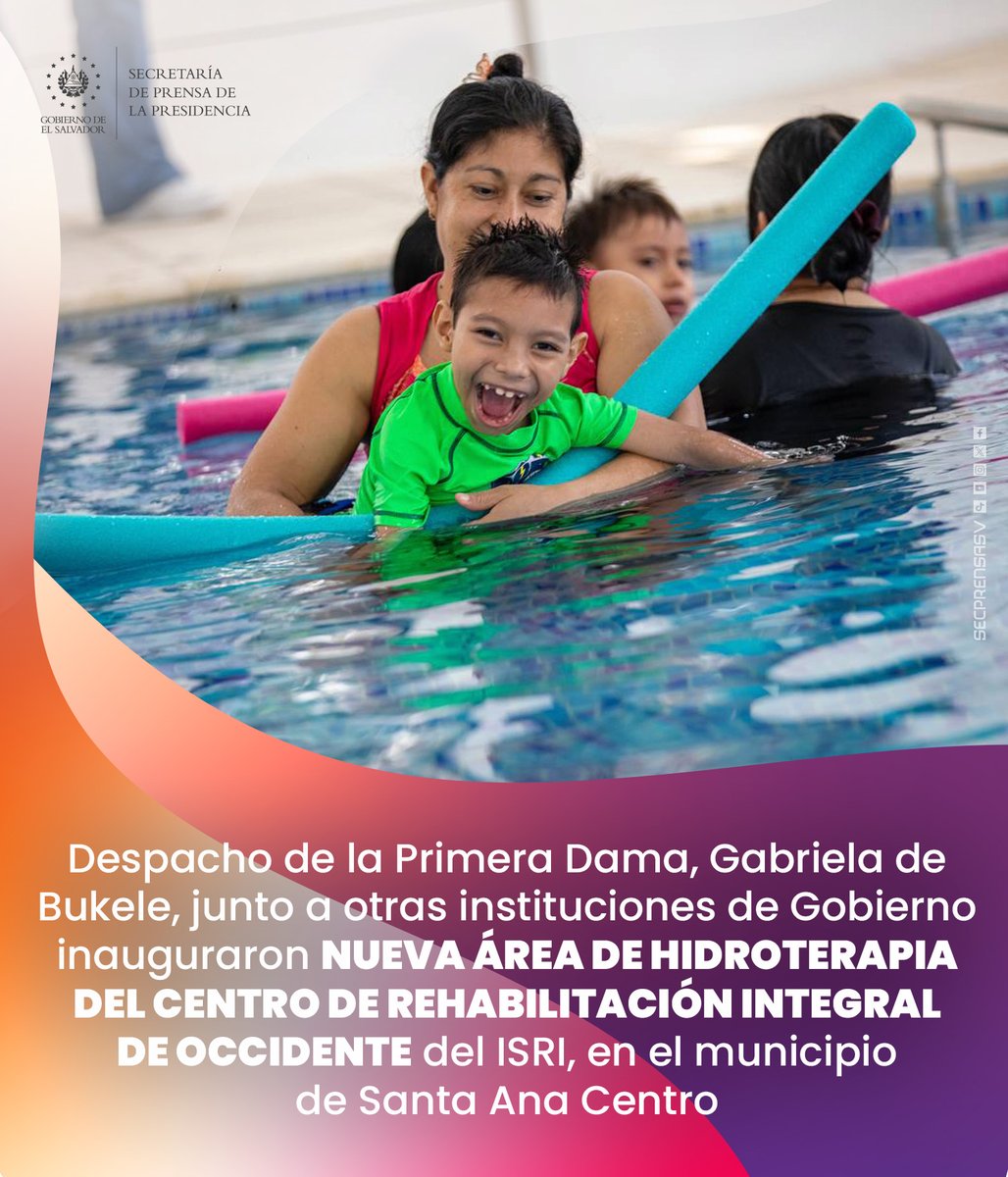 SecPrensaSV's tweet image. #ÁreaDeHidroterapia | El Gobierno del Presidente @nayibbukele garantiza el apoyo y acompañamiento a niños y jóvenes que requieren un proceso de rehabilitación, con la inauguraron de la nueva área de hidroterapia del Centro de Rehabilitación Integral de Occidente del…