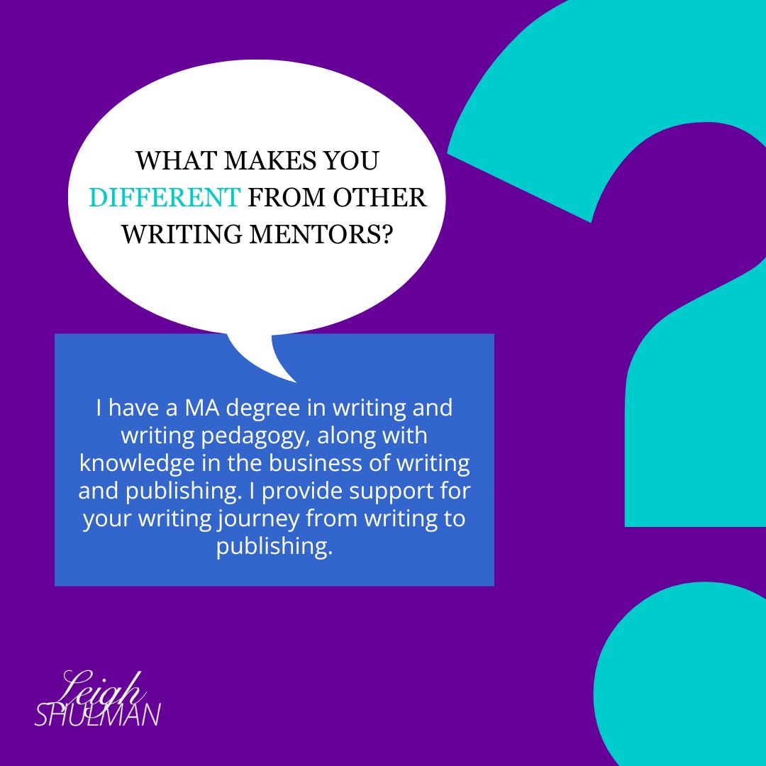 TheLeighShulman's tweet image. ✨ What makes my mentoring approach unique? I combine a solid educational background with practical experience in the business of writing. From drafting to publishing, I&apos;m with you every step of the way! 🌟📖 #CreativeWriting #WomenWriters #WritingSupport #MentorMagic