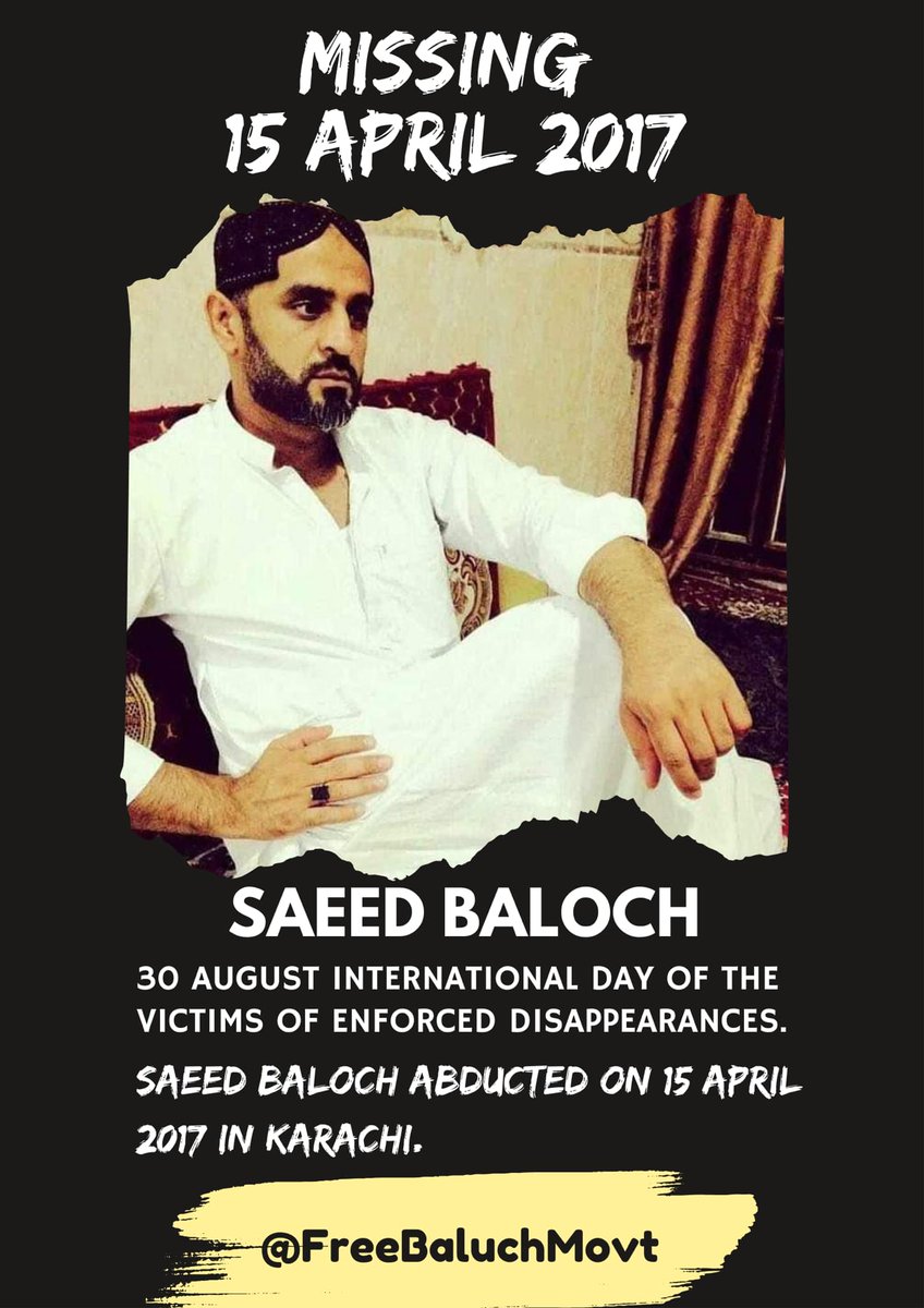 FreeBaluchMovt's tweet photo. Saeed Baloch, who was abducted by the Pakistani secretive agency 7 years ago.
#Enforced_Disappearances_Day
#30thAug
#BalochMissingPersons https://t.co/y9rQ8ZIfY9