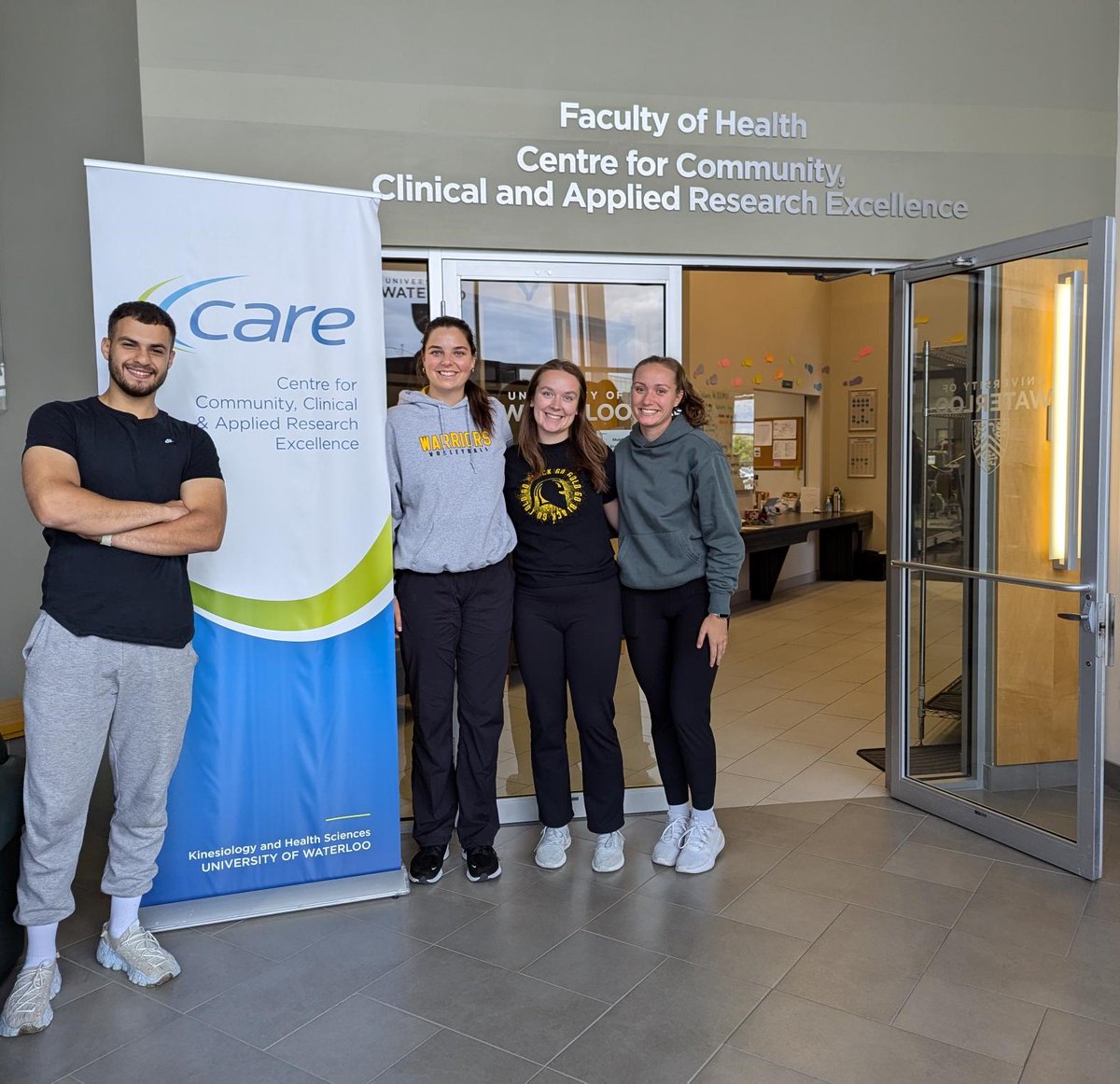 University of Waterloo CCCARE (@uwaterloocccare) on Twitter photo We want to extend a heartfelt thank you to our departing <a href="/UWaterlooKHS/">UWaterloo Kinesiology and Health Sciences</a> co-op students Rhiannon and Hannah and our MKin students Grace and Karum for their outstanding contributions this Spring term! Wishing you all the best as you embark on your next adventures.
#UWaterlooCoop We want to extend a heartfelt thank you to our departing <a href="/UWaterlooKHS/">UWaterloo Kinesiology and Health Sciences</a> co-op students Rhiannon and Hannah and our MKin students Grace and Karum for their outstanding contributions this Spring term! Wishing you all the best as you embark on your next adventures.
#UWaterlooCoop