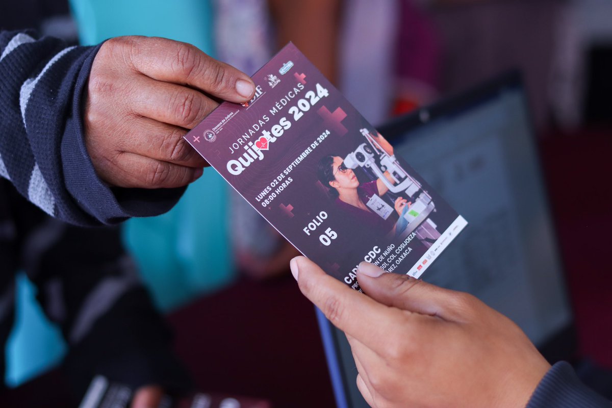 Primer día de entrega de pases para las Jornadas Médicas Quijotes 2024.

📍Oficina de la Presidencia del DIF Municipal, en la Plaza de la Daza, sin número, Oaxaca de Juárez, Oaxaca.

Informes al teléfono 951 501 5500 Ext. 543.

 ¡Comparte!

#PorUnaCiudadEducadora