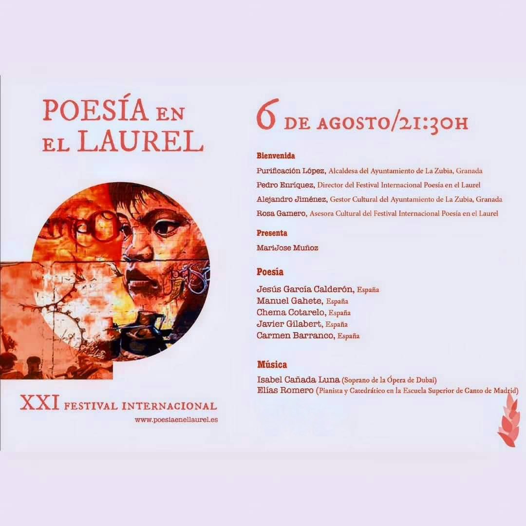 A great pleasure to be part of the opening of the XXI edition of Festival Internacional #PoesíaEnElLaurel in #Granada  #Spain, with my friend and amazing pianist Elías Romero