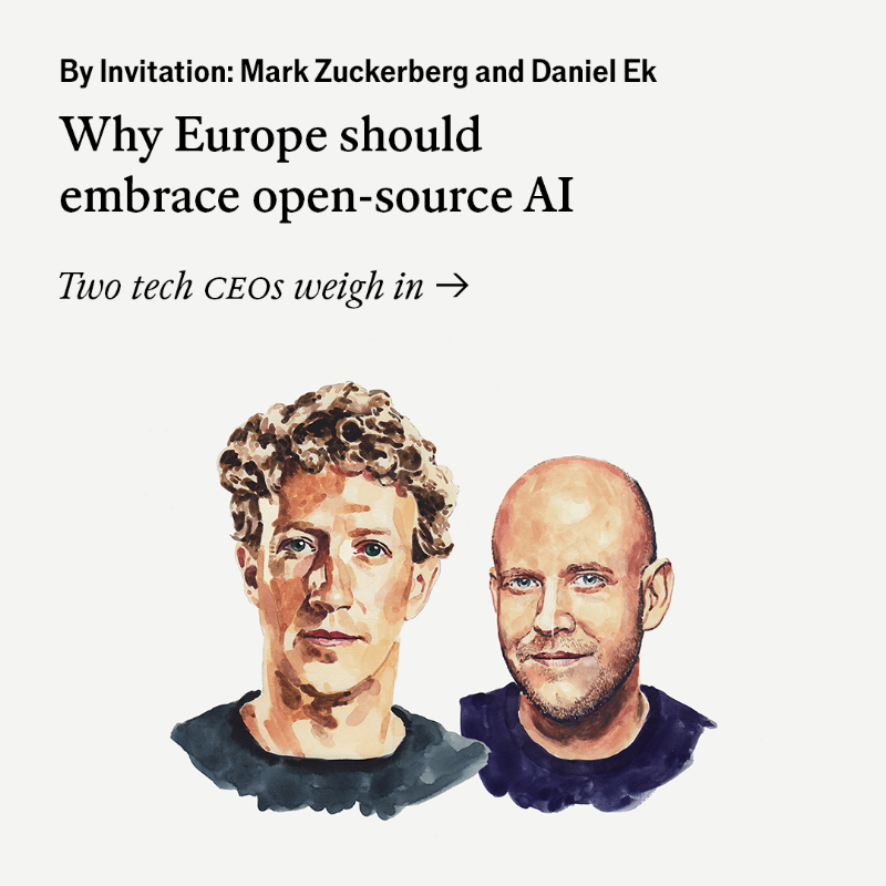 TheEconomist's tweet photo. Europe is “particularly well placed” to make the most of a coming wave in open-source AI, argue the tech CEOs. Yet fragmented regulation is “hampering innovation and holding back developers” https://t.co/fzRa1yyVwf

Illustration: Sam Kerr