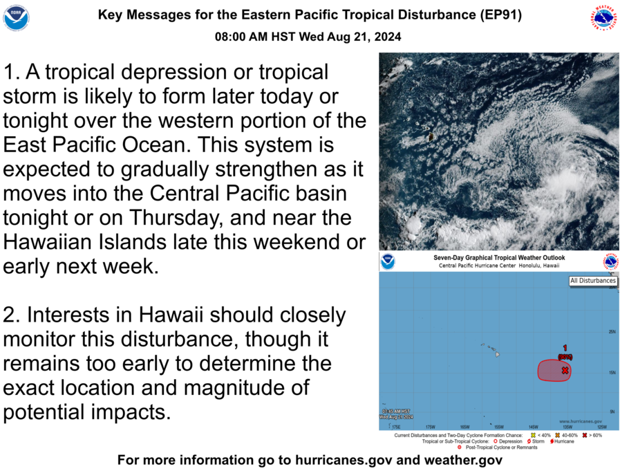 LimWeather's tweet photo. Key Messages for #Invest91E now that it has become dominant over #Invest90E and has 90% chance to become TC in 2 days
#Hawaii interests should watch this closely
Next name:#Hone/#Hector
#Tropicswx #wxtwitter #HurricaneSeason #90E #EP90 #HIwx #EP91 #91E #TD8E #HurricaneSeason2024 https://t.co/HNuhVWcnJT