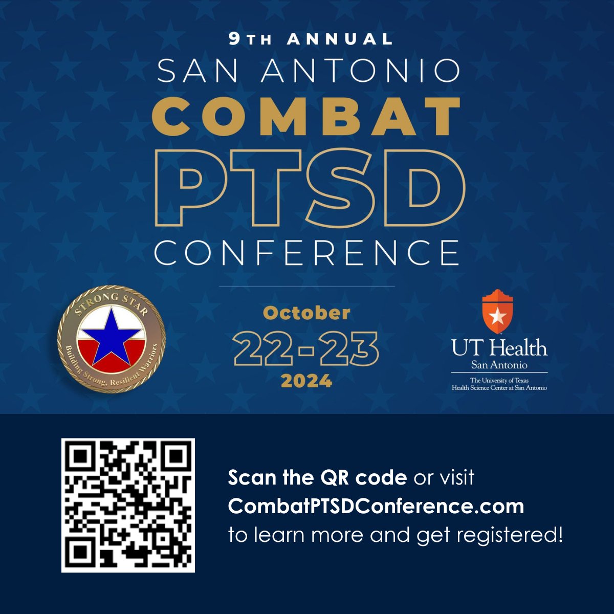 Find renewed inspiration in your mission to support those who have served.🌟
Save your seat at the Combat PTSD Conference on October 22-23, 2024, Hosted by the <a href="/strongstar_ptsd/">STRONG STAR Consortium</a> Consortium and <a href="/UTHealthSA/">UT Health San Antonio</a>!
Get event details and register at: combatPTSDconference.com
#veteran #PTSD