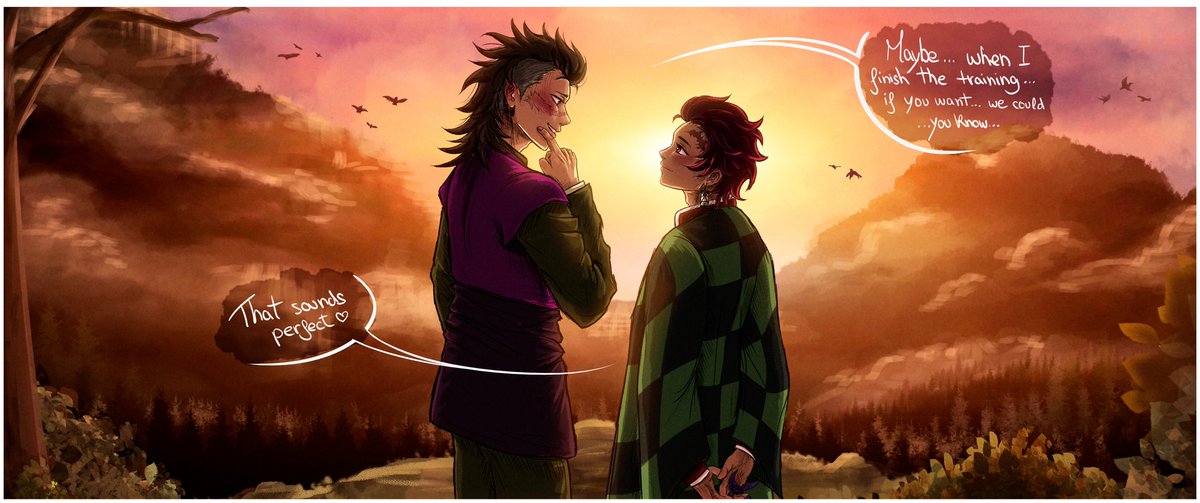 morgensstark's tweet photo. #GenTanWeek2024 Under the sun 🌄
the boys are having a date!!! good for them, good for them 🤲😌

#gentan #genya #tanjiro #DemonSlayer https://t.co/fcGvlkE3Ot