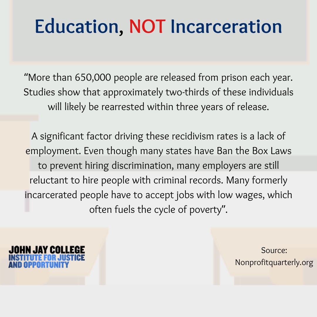 Access to education and training opportunities is crucial to reduce recidivism. So, the Institute remains committed to the work we are doing!

Full article here: nonprofitquarterly.org/education-not-…

#EducationForAll #HousingisAHumanRight
#NewEra #OpportunityAwaits #ReentryProgram