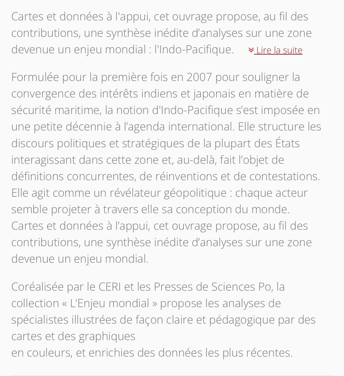Antonin Cavelier (@cavelierantonin) on Twitter photo A paraître en septembre <a href="/EditionsScpo/">Presses Sciences Po</a>
L’Indo-Pacifique - Delphine Allès et Christophe Jaffrelot (dir.) A paraître en septembre <a href="/EditionsScpo/">Presses Sciences Po</a>
L’Indo-Pacifique - Delphine Allès et Christophe Jaffrelot (dir.)