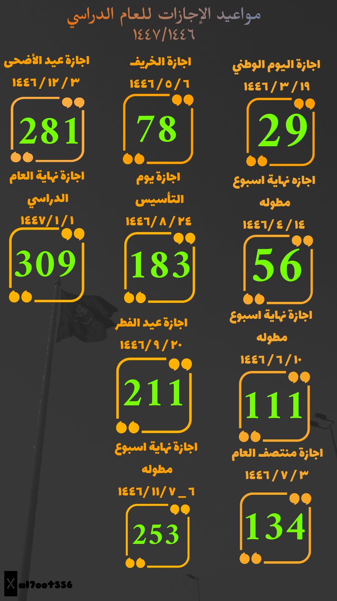 al7oot556's tweet photo. الإجازات المدرسيه للعام 1447/1446 https://t.co/TPoHqDgMYe