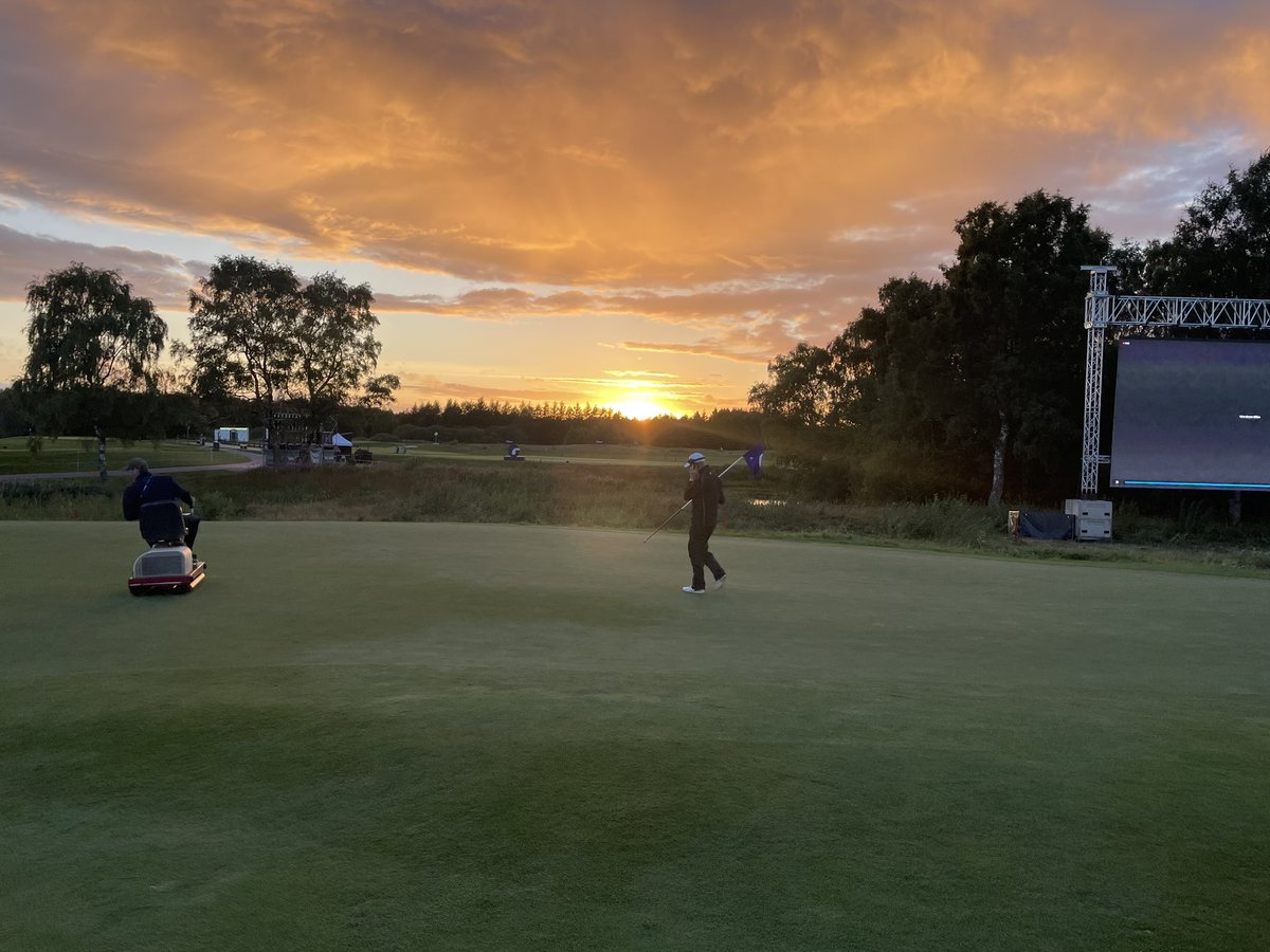 greenkeeper1's tweet photo. The night before the big kick off @LubkerGolf and a final roll on the 18th green to finish a very wet but productive day! A huge well done to all my team and volunteers, especially @Marie_Louise_O for taking on the very important details 🇩🇰⛳️🤞 https://t.co/cyMmyboJFJ