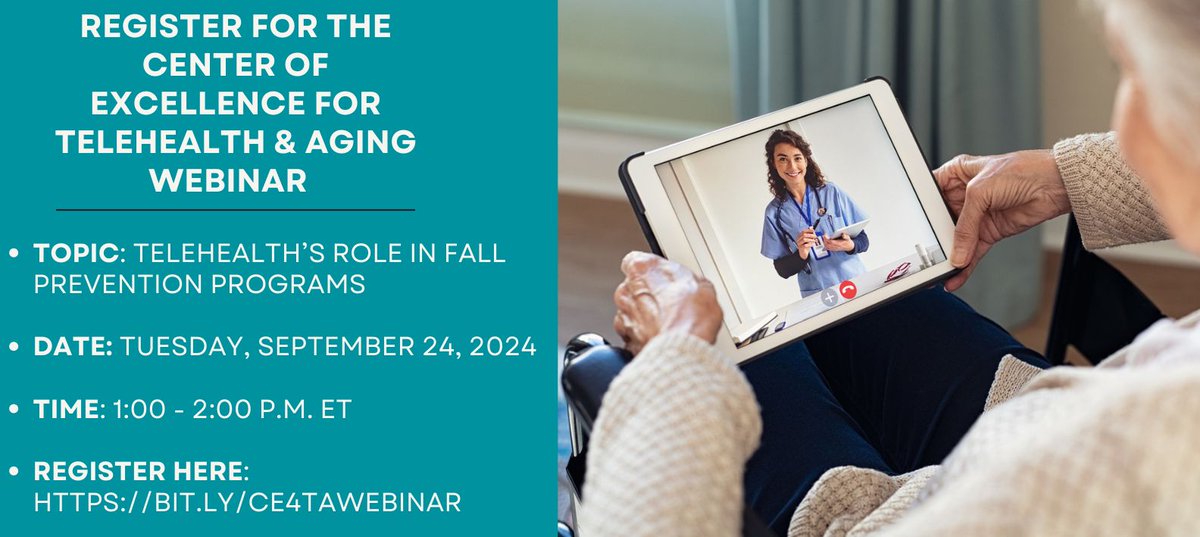 Join us on Tuesday, September 24th, from 1:00 PM to 2:00 PM ET to learn about telehealth solutions for safer aging and fall prevention among older adults. Register for the webinar: lnkd.in/g2YbUwqZ