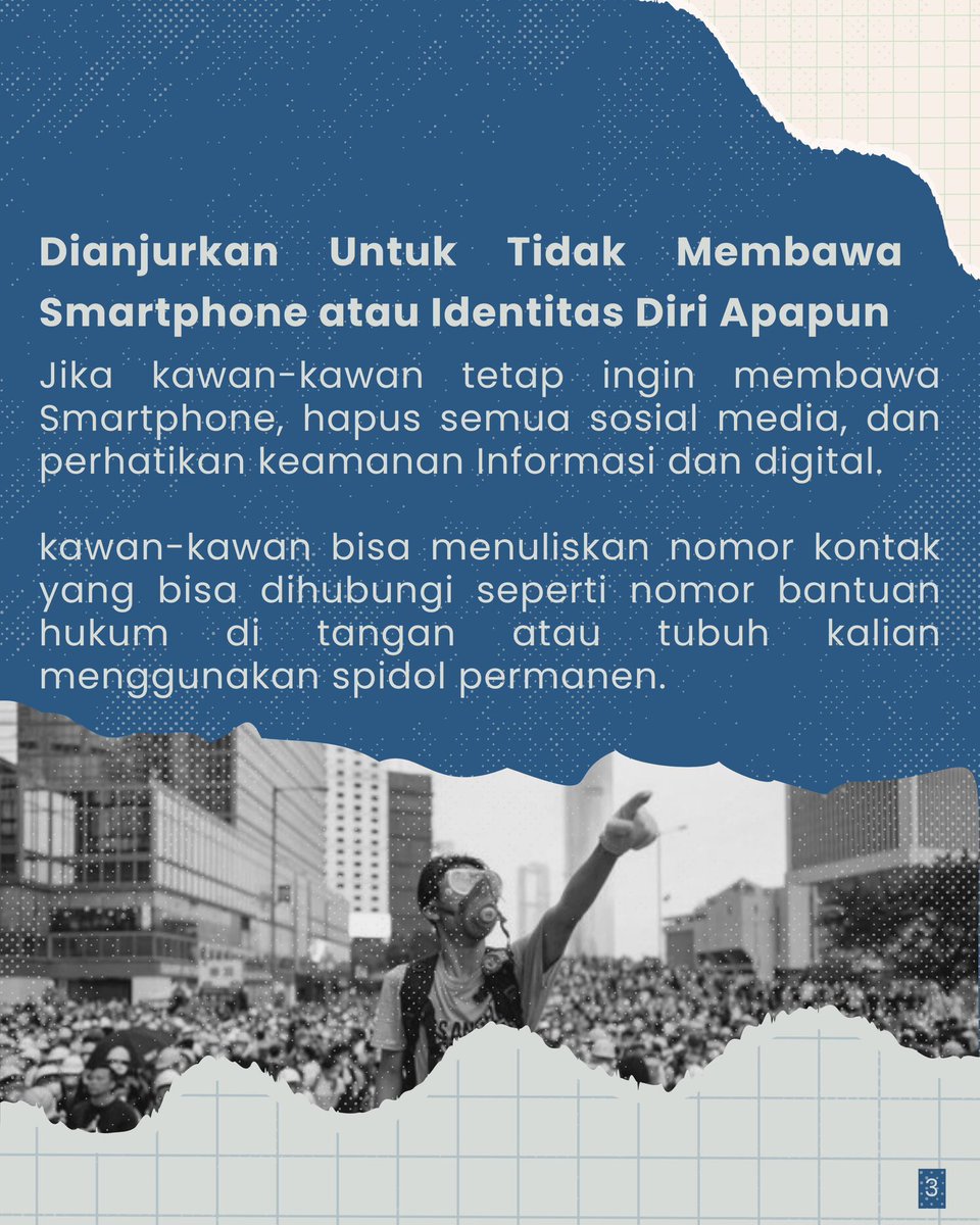 Demonstrasi merupaka aksi massa yang dijamin oleh konstitusi. Mestinya, aksi-aksi demonstrasi mendapatkan perlindungan dari apart keamanan. Namun praktiknya 'perlindungan keamanan' saja tidak cukup. Kita harus bisa menjaga diri.

Berikut panduan dari <a href="/YLBHI/">YayasanLBHIndonesia</a> 

#KawalPutusanMK
